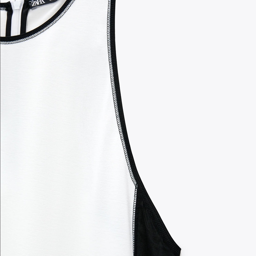 Zara DRESS W/ SIDE STRIPE Round Neck Sleeveless White/Black Size S NEW - Picture 5 of 5